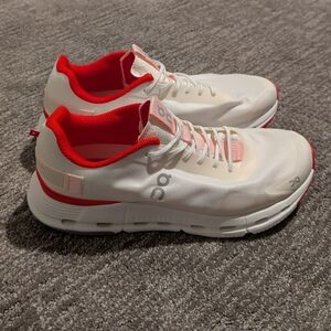 On Cloud Cloudnova Form White Red Running Shoes - Mens 8.5